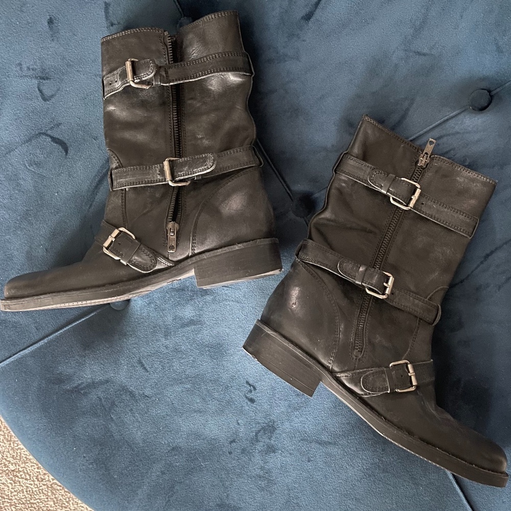 J. Crew Miller Short Black Motorcycle Boots